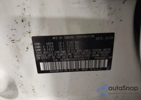 2023 Subaru Legacy Sport from USA, damaged, VIN 4S3BWGG6XP3009713